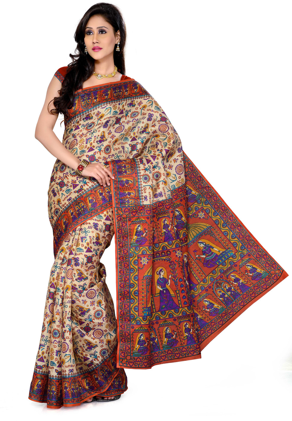 Buy Ishin Printed Bhagalpuri Art Silk Multicolor Sarees Online Best