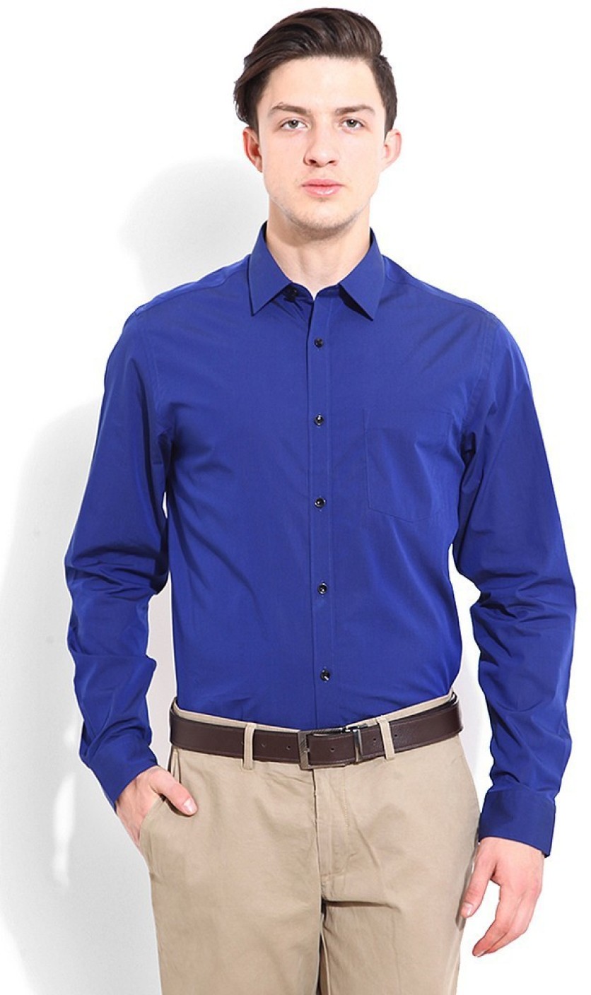 Blackberrys Men's Solid Casual Blue Shirt - Buy Electric Blue ...