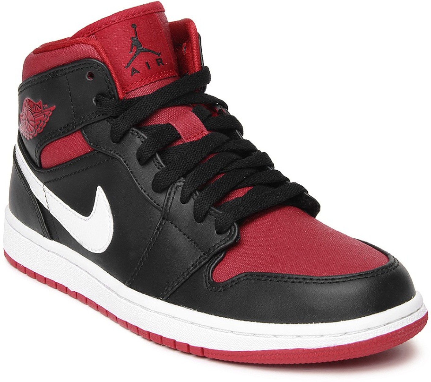 Nike Air Jordan 1 Mid Basketball Shoes For Men - Buy BLACK/GYM RED