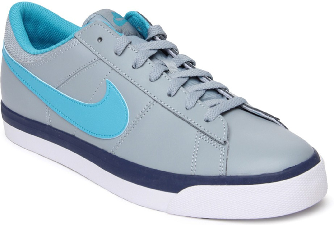 navy blue and gray nike shoes