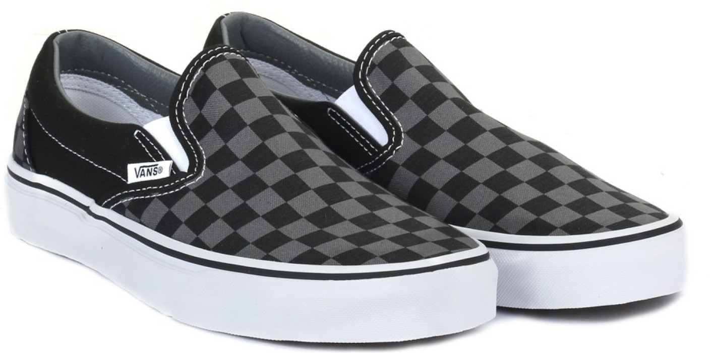 Vans CLASSIC SLIP-ON Loafers For Men - Buy (CHECKERBOARD) BLACK/PEWTER ...