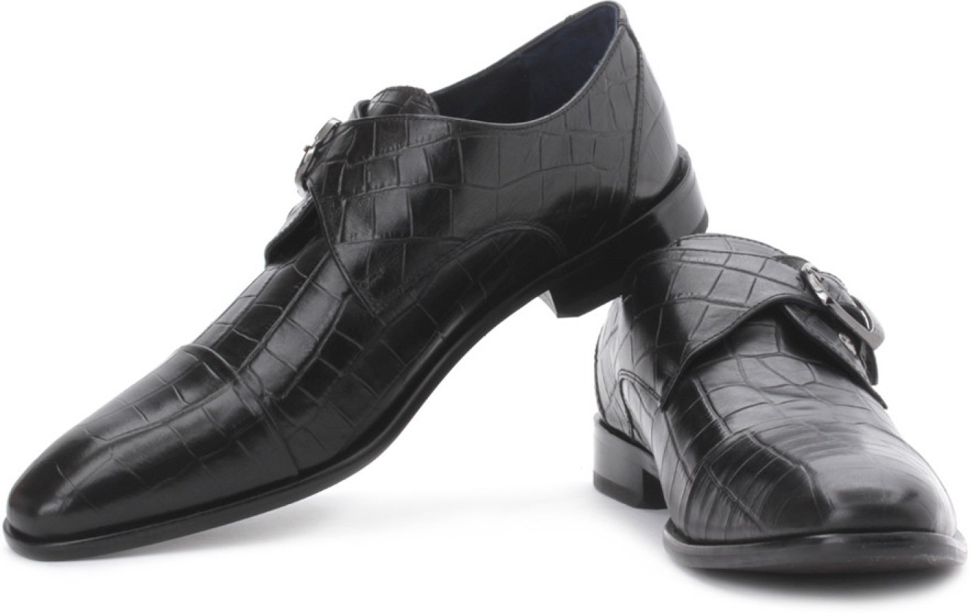 Louis Philippe Genuine Leather Monk Strap Shoes For Men - Buy Black Color Louis Philippe Genuine ...