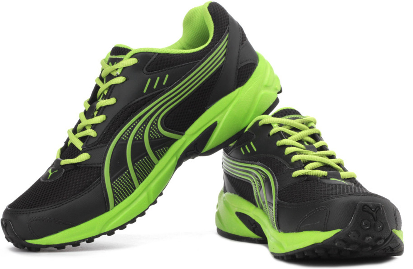 Puma Black And Green Mesh Running Sports Shoes Puma Black And Green Mesh Running Sports Shoes