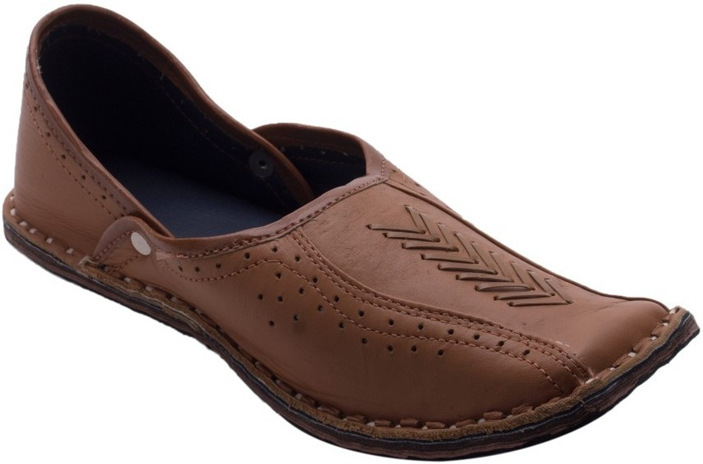 Little India Men Rajasthani Ethnic Juti Tan Leather Mojari Shoe 201 Jutis For Men - Buy Brown