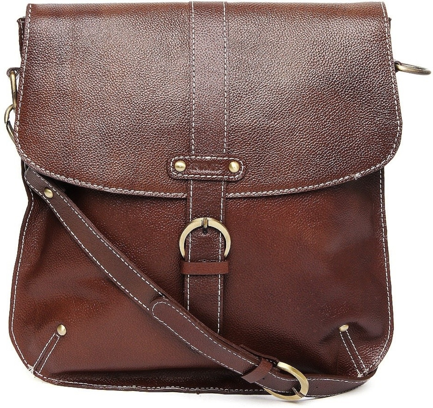 Fume Men & Women Casual Brown Genuine Leather Sling Bag Brown - Price in India | 0