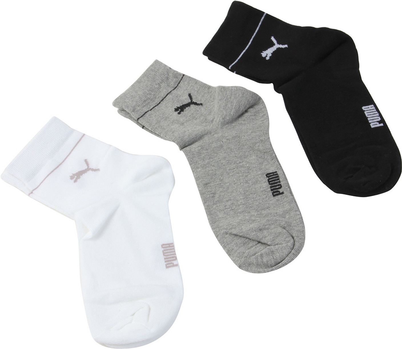 Puma Women's Solid Crew Length Socks Buy White, Black and Grey Puma