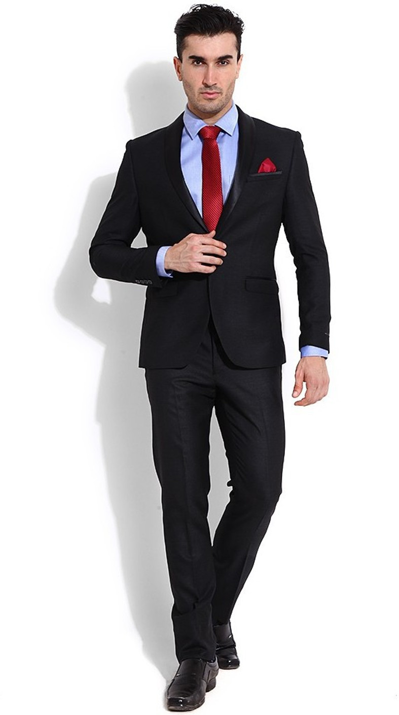 Blackberrys Single Breasted Solid Men's Suit Buy Black Blackberrys