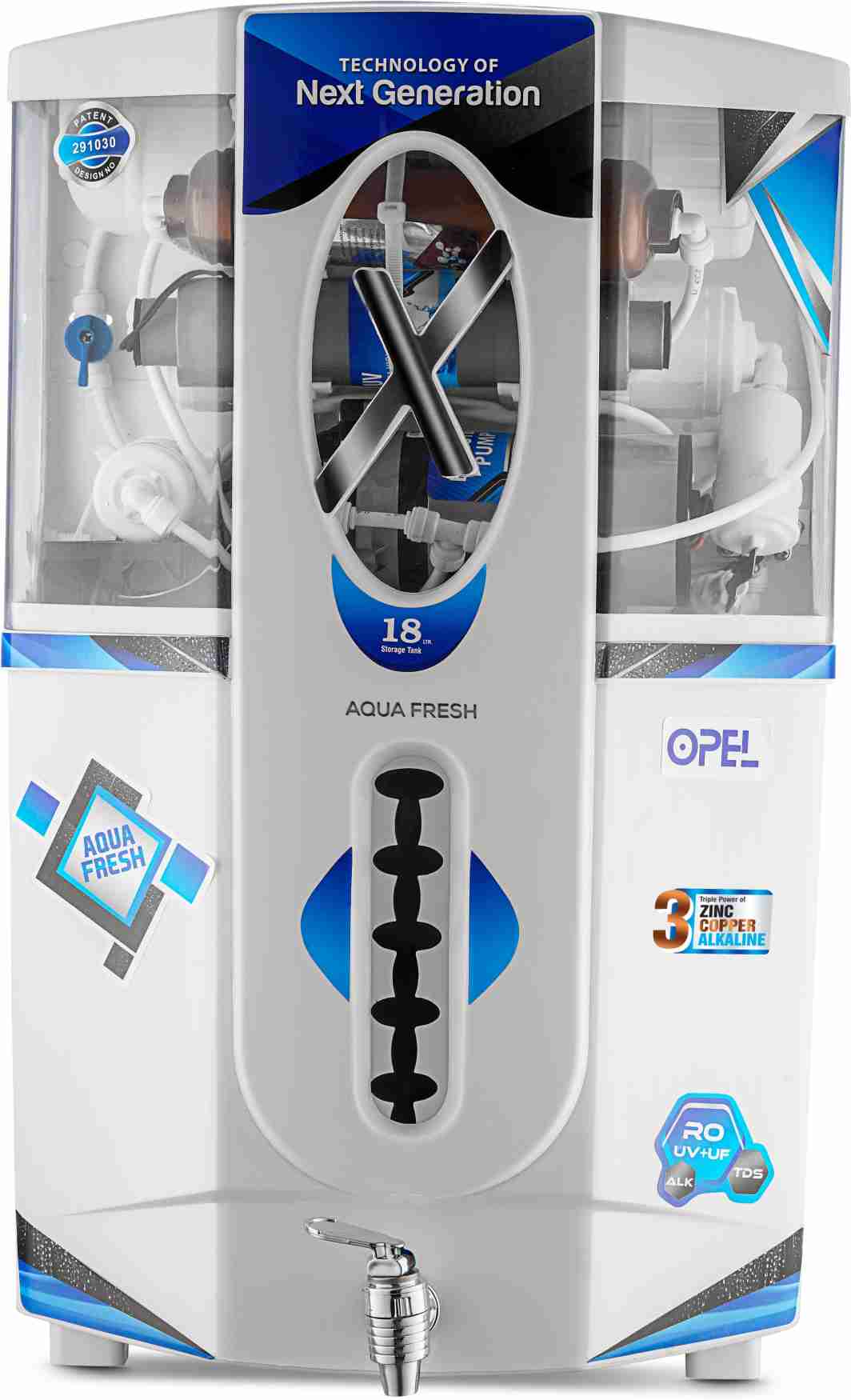 Aqua Fresh Copper opel 18 ltr +water filter 18 L RO + UV + UF + TDS Water Purifier with Prefilter