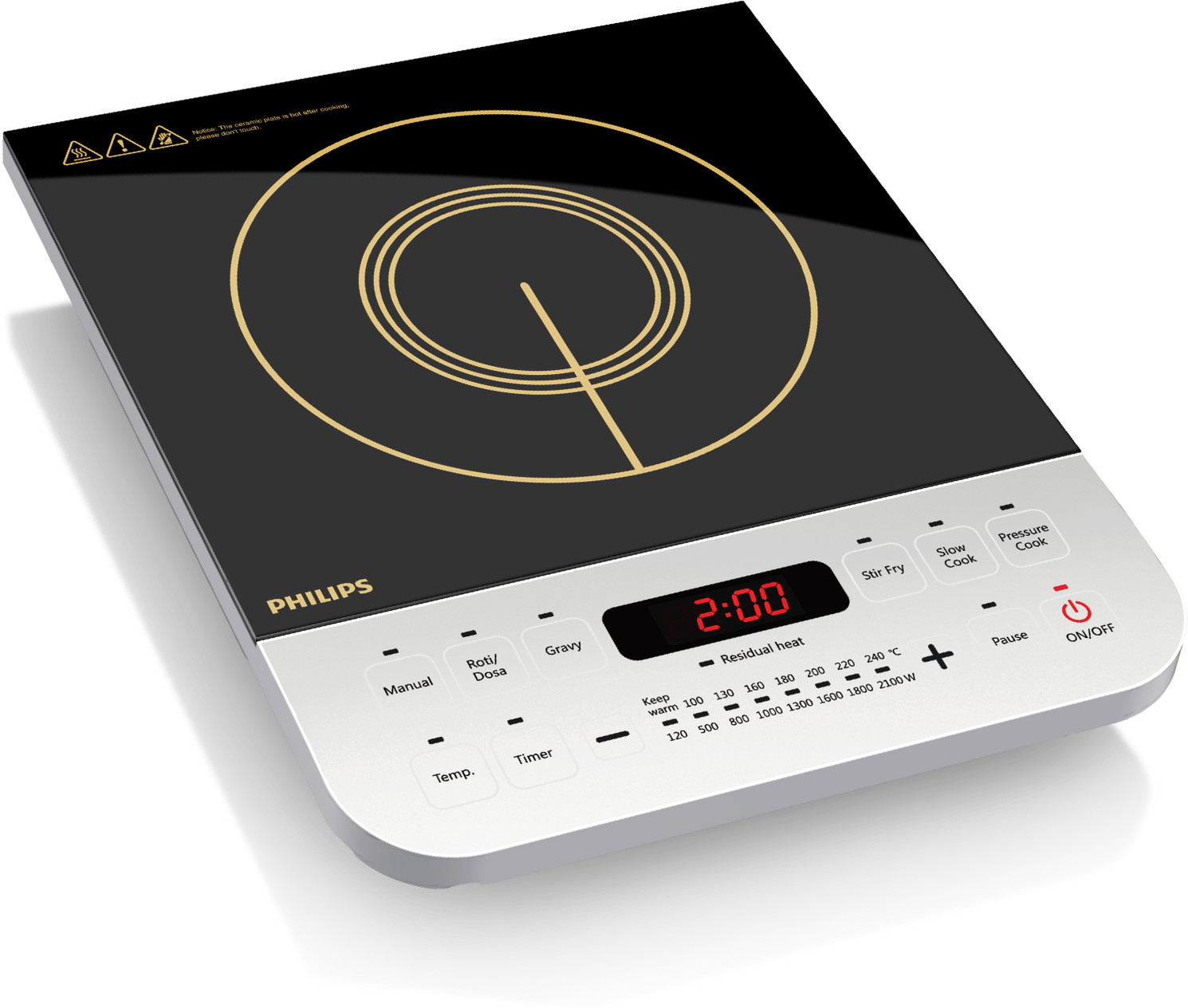 PHILIPS 2100 W Induction Cooktop Push Button (Black, HD4928/01_HL)