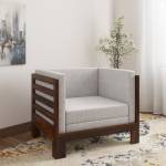 Vintej Home Wooden Horizon Sheesham Fabric 1 Seater  Sofa