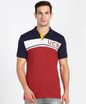 United Colors of Benetton Striped Men Polo Neck Red T-Shirt