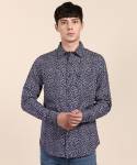 United Colors of Benetton Men Printed Casual Blue Shirt