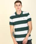 United Colors of Benetton Striped Men Polo Neck Green, Grey T-Shirt
