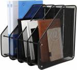 Fonicy 4 Compartments Metal Paper Organiser Magazine Holder Rack Stand