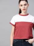 Roadster Color Block Women Round Neck Pink T-Shirt