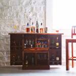 Allie Wood Sheesham Wood Bar Cabinet Rack Hard and Soft Drinks Storage Cabinets Furniture Wine Wisky Scotch All Type Drinks Bar Cabinet for Living Room (Honey Oak Finish) (With Lock Door System) Solid Wood Bar Cabinet