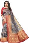 SATYAM WEAVES Woven Kanjivaram Cotton Silk Saree