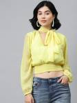 SASSAFRAS Casual Full Sleeve Solid Women Yellow Top