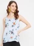 PURYS Casual Sleeveless Printed Women Blue, Multicolor Top