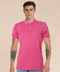 PETER ENGLAND Solid Men Polo Neck Pink T-Shirt