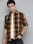 HERE&NOW Men Checkered Casual Brown Shirt