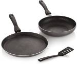 iVBOX Max-Pro Non Stick 23cm Fry Pan and 25cm Tawa With Hard-Stone Outer Coating NA Pan 25 cm diameter 2 L capacity