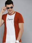 HERE&NOW Color Block Men Round Neck Maroon T-Shirt