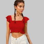 QUINTESSENTIALS Casual Sleeveless Solid Women Red Top