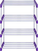 ANR STORE Plastic Collapsible Shoe Stand (BLUE, 4 Shelves, DIY(Do-It-Yourself))