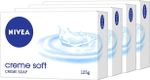 NIVEA Creme Soft Soap, Travel, Handwash, Bath Soap, PH Balanced, for Men & Women (4 x 125 g)