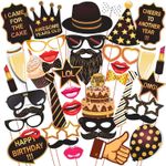 ZYOZI Birthday Party Props with Various Colours for Birthday Decoration (40 Piece Kit) Photo Booth Board (Birthday)