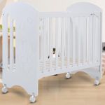 Little Olive Cuddle Wood Infant Cot For New Born – White Cot (Off White)
