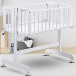 Little Olive Cozy Wooden Cot Cradle For New Born – White Cot (White)