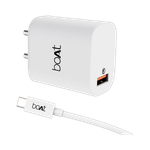 boAt 18W Power WCD QC3A Charger combo (Type C ) (White, Cable Included)