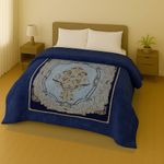 Raymond Home Geometric Double Mink Blanket for  Heavy Winter (Polyester, Navy Blue)