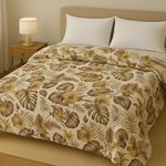 Raymond Home Floral Double Mink Blanket for  Heavy Winter (Polyester, Beige)