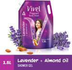 Vivel Fragrant Body Wash Lavender & Almond Oil Shower Gel, Supersaver XL Refill Pouch (1500 ml)