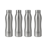 Solara Water Bottle 1 Liter for kids, Fridge, Office, 1000 ml Stainless Steel Bottle (Pack of 4, Silver)