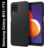 Spigen Essential Sand Blast Back Cover for Samsung Galaxy F12, Samsung Galaxy M12 (Black, Shock Proof, Thermoplastic Polyurethane, Polycarbonate, Pack of: 1)