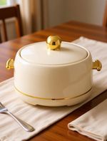 MODWARE Atlantis 2000ml Inner Steel Hot Casserole Hotpot Box For Roti, Ivory Serve Casserole (2000 ml)