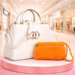 DECORZ White, Grey Women Sling Bag Ladies Handbag with Mini Sling Pouch | Simple Stylish Bag (Pack of 2)
