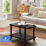 Mighty Home Centre Trolly Coffee Table | Tea Poy for Home, Office & Outdoor Plastic Coffee Table (Finish Color – Dark Brown, DIY(Do-It-Yourself))