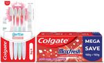 Colgate Red Gel (Spicy Fresh), Gentle Sensitive Toothbrush – 4Pcs…more