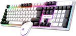 Ant Esports KM1610 LED Keyboard & Mouse,104 Keys Rainbow Backlit Keyboard 7 Color RGB Mouse Combo Set Designed for Gaming (White)