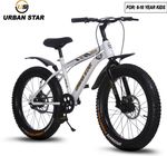 Urban Star HULK | 20T BMX | DOUBLE DISC | FAT TYRES | Premium Quality | Semi Assembled | 20 T (inch) Fat Tyre Cycle (Single Speed, White, Rigid)
