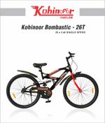 Kohinoor BOMBASTIC REAR SUSPENSION MTB 26T MTB SINGLESPEED BLACK 26 T (inch) Mountain Cycle (Single Speed, Black, Front Rigid & Rear Suspension)