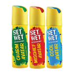 SET WET Cool, Charm, Mischief Avatar Deodorant & Body Spray Perfume For Men Deodorant Spray  –  For Men (540 ml, Pack of 3)