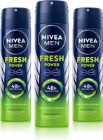 NIVEA Fresh Power Deo Spray, 48h Derma Odour Protection with Citrus, Musk, Spice Deodorant Spray  –  For Men (450 g, Pack of 3)