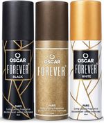 OSCAR Forever Paris+ Forever White + Forever Black Body Deodorant Spray 40ml Each Deodorant Spray  –  For Men & Women (120 ml, Pack of 3)
