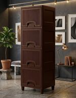 Surety for Safety 4 Compartments Plastic 4 layer drawer Multi-Compartment Organizers (Brown)